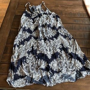 Aakaa navy boho swing dress cover up size S EUC